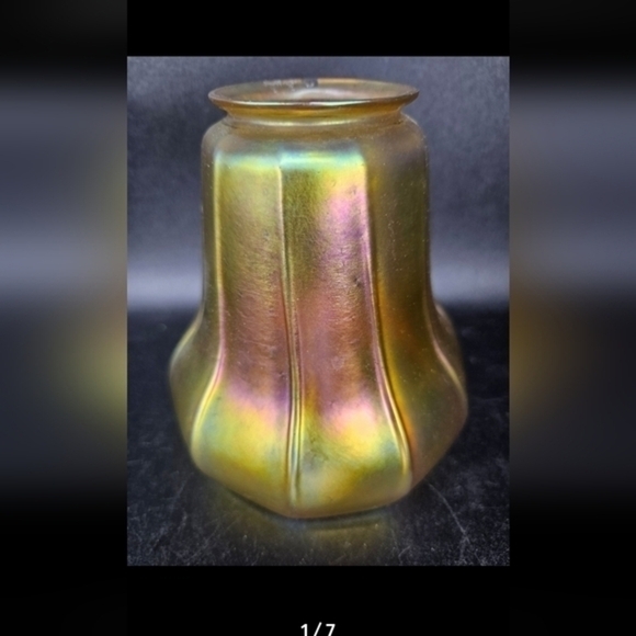 Vintage/antique ribbed Steuben‎ lampshade - Picture 1 of 8